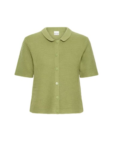 ICHI IHDEMUE Cardigan Poloshirt grün